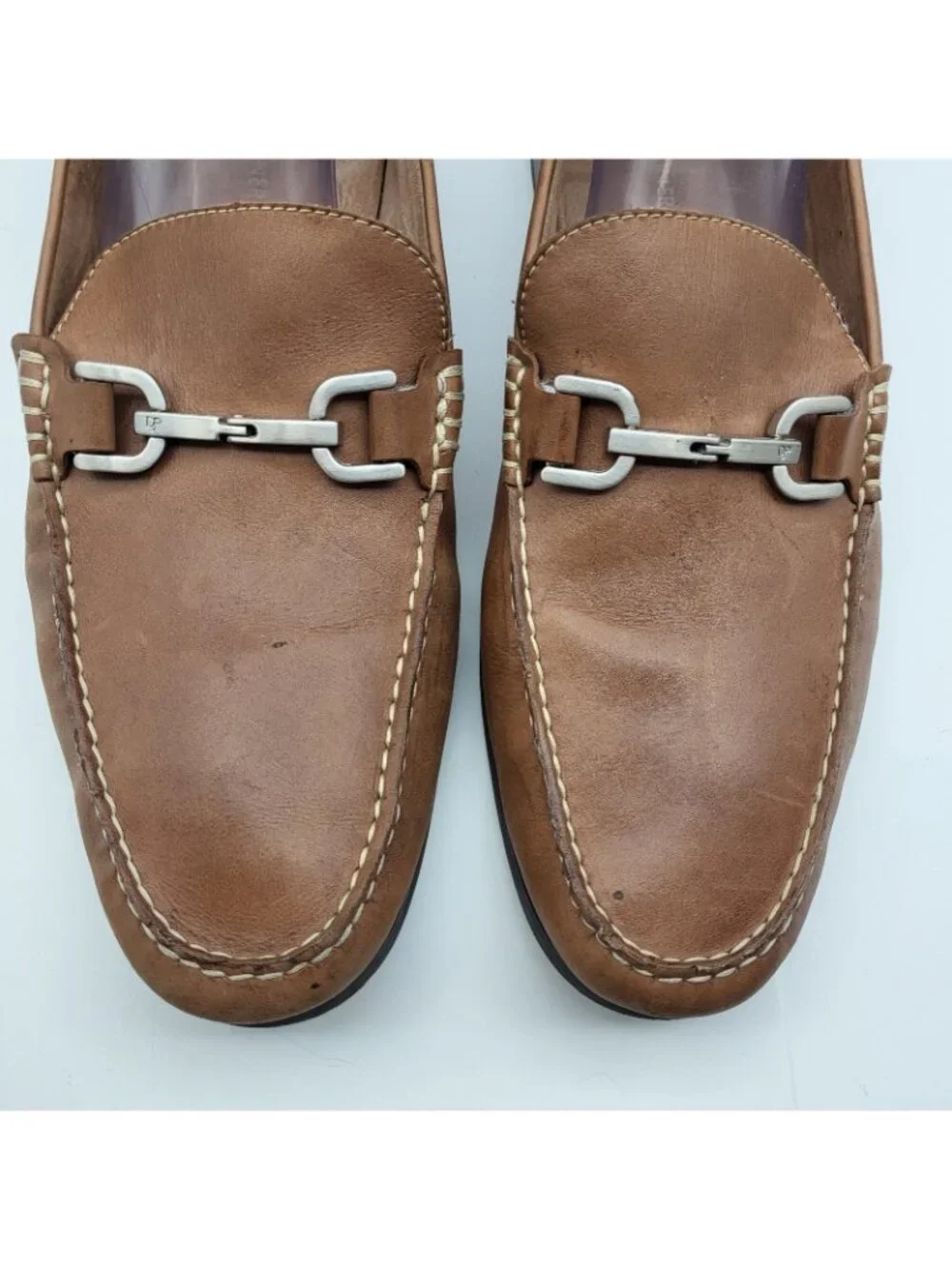 Donald J Pliner Niles Cognac Brown Leather Horsebit Slip On Loafers Men 13